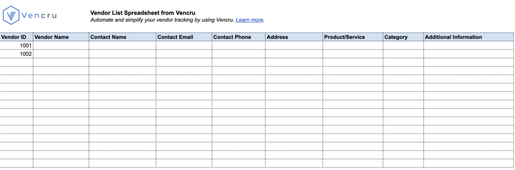 Vencru | Vendor list template in excel: Manage suppliers easier excel vendor list for suppliers